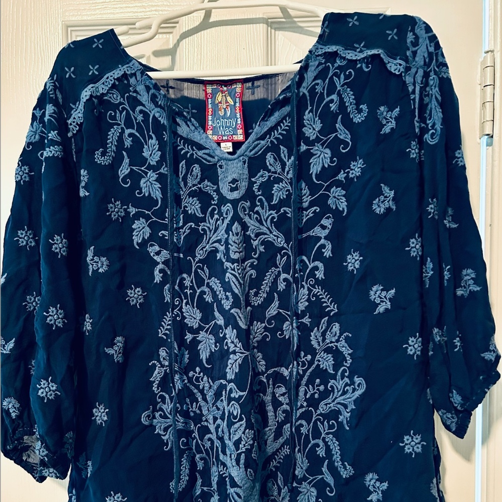 Johnny Was tunic top in blue - size L